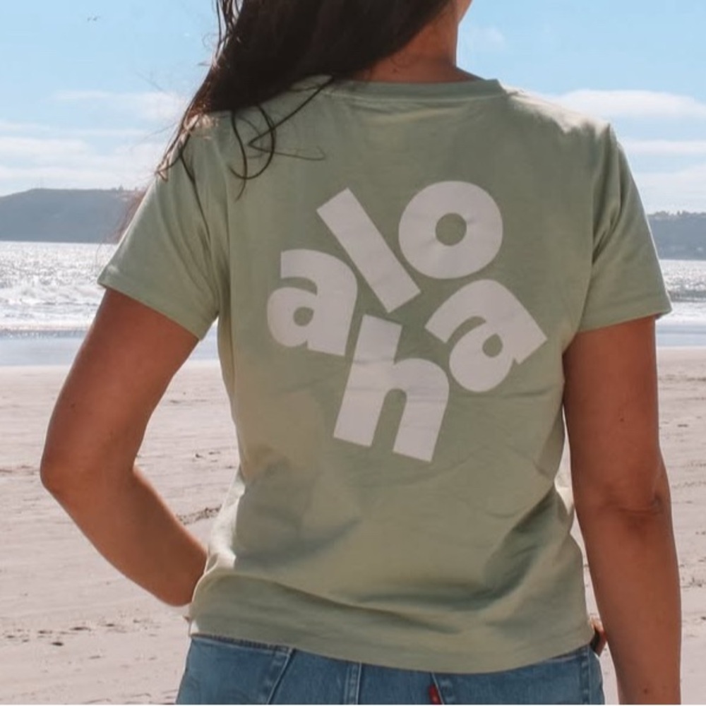 Guava Shop Hawaii Beachly Aloha Graphic Pocket T-Shirt Green Cotton Coastal Surf